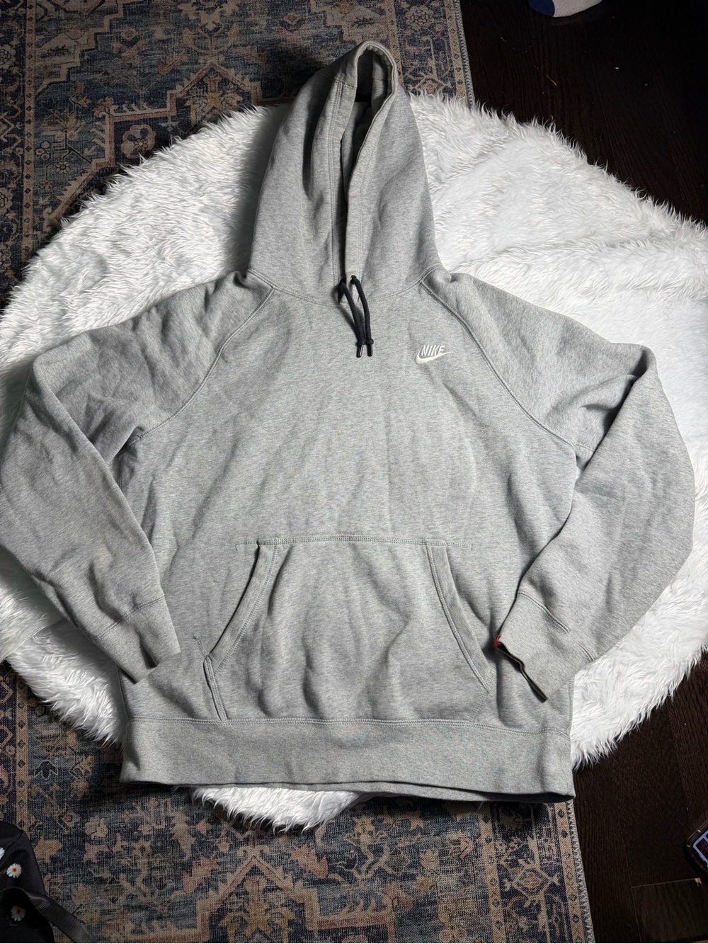 Nike Light Gray Pullover Hoodie with Drawstring